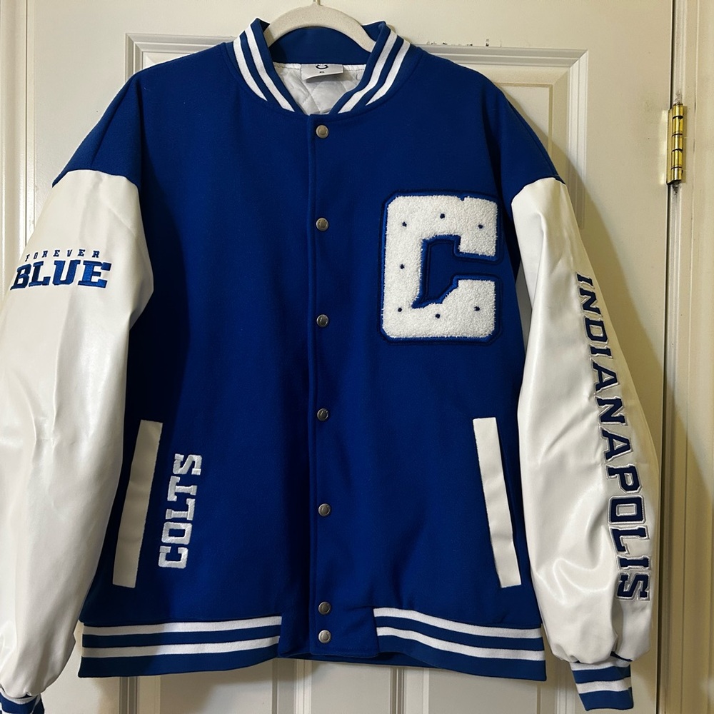 Indiana Colts Blue & White Varsity Bomber Jacket